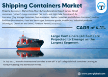 an advertisement for shipping containers market shows a ship in the water