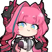 a cartoon girl with pink hair and blue eyes is giving a thumbs up