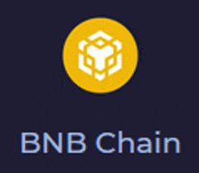 a logo for bnb chain with a cube in a yellow circle on a dark background