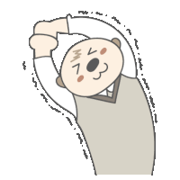 a cartoon of a man stretching his arms up