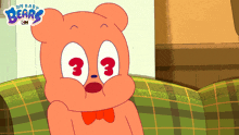 a cartoon of a teddy bear with the number 3 on its eyes