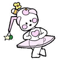 a cartoon drawing of a ballerina wearing a tutu and holding a wand