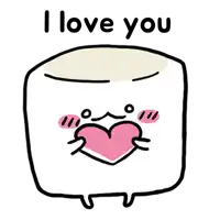 a cartoon drawing of a marshmallow with a heart in its mouth and the words i love you above it