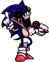 a cartoon of sonic the hedgehog holding a microphone and pointing at something .