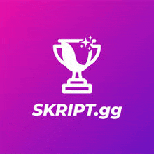 a white trophy on a purple background with the words skript.gg .