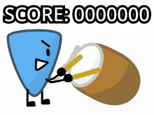 a cartoon drawing of a shield and a drum with the words score 000000 on the top