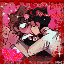 a picture of a couple kissing with the words " ill death do us part " on the bottom