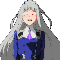 a drawing of a girl with long white hair and a blue uniform