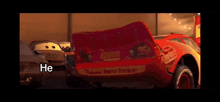 a group of cars from the movie cars are standing next to each other and one of them is saying he knows my name
