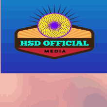 a logo for hsd official media with a purple flower on a blue background