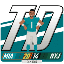 an illustration of a football player with the number 1 on his shirt