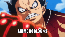 a poster for anime roblox # 2 with a picture of luffy in the background