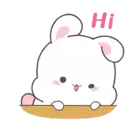 a cartoon of a bunny saying hi with its mouth open