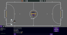 a screenshot of a soccer game with the fefc logo on the center of the field