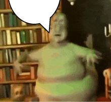 a cartoon ghost with a speech bubble above his head