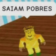 a roblox character with a crown on his head is standing on a wooden floor .