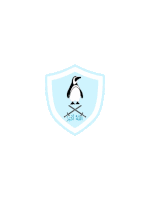 a blue shield with a penguin on it