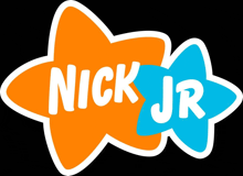 a logo for nick jr has a blue star in the middle