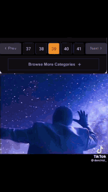 a man in a suit is looking at a screen that says browse more categories and next