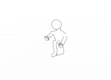 a drawing of a person kneeling down with their hands in the air