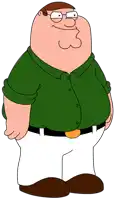 peter griffin from family guy is wearing a green shirt