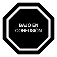 a black octagon sign that says bajo en confusion on it