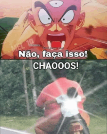 a picture of a cartoon character with the caption " não faca isso chaooos "