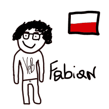 a drawing of a person with the name fabian written on it