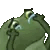 a pixel art of a frog crying with tears coming out of his eyes .