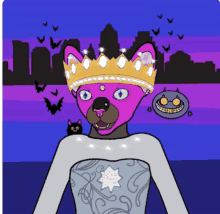 a cartoon of a dog wearing a crown