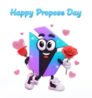 a happy propose day greeting card with a cartoon character