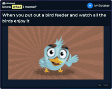 a screenshot of a discord app with a bird on it