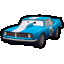 a blue car with a white stripe on the side of it is on a white background .