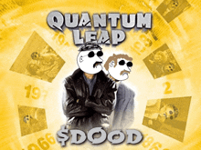 a movie poster for quantum leap shows two men with their arms crossed