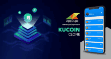 an app called kucoin clone is shown on a phone screen