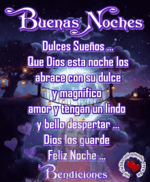 a purple sign that says buenas noches dulces suenos