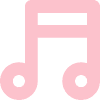 a pink music note with two circles in the middle