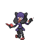 a pixel art of a girl in a purple dress holding a book in her hands .