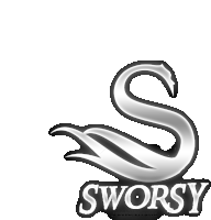 a logo for sworsy with a white swan