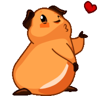 a cartoon of a guinea pig holding a heart