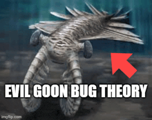 a picture of an evil goon bug theory with an arrow pointing to it
