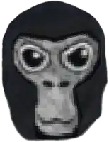 a pixelated image of a gorilla 's face with the letter c on its eyes