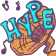 a cartoon drawing of a hand holding a basketball and the word hype .