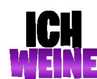 a black and purple sign that says ich weine on a white background