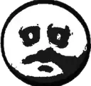 a black and white drawing of a smiley face with a beard