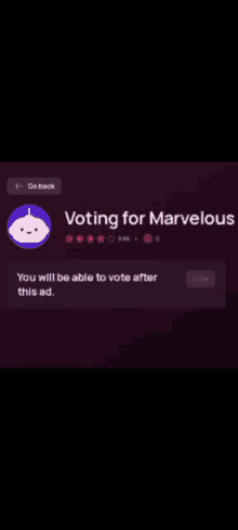 a screen that says voting for marvelous with a picture of a robot