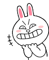 a cartoon rabbit is making a funny face with his mouth open .