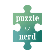 a puzzle nerd logo with a puzzle piece with a face on it