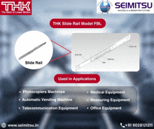 an advertisement for thk slide rail model fbl with a picture of a slide rail