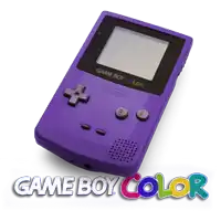 a purple game boy color sitting on a white background